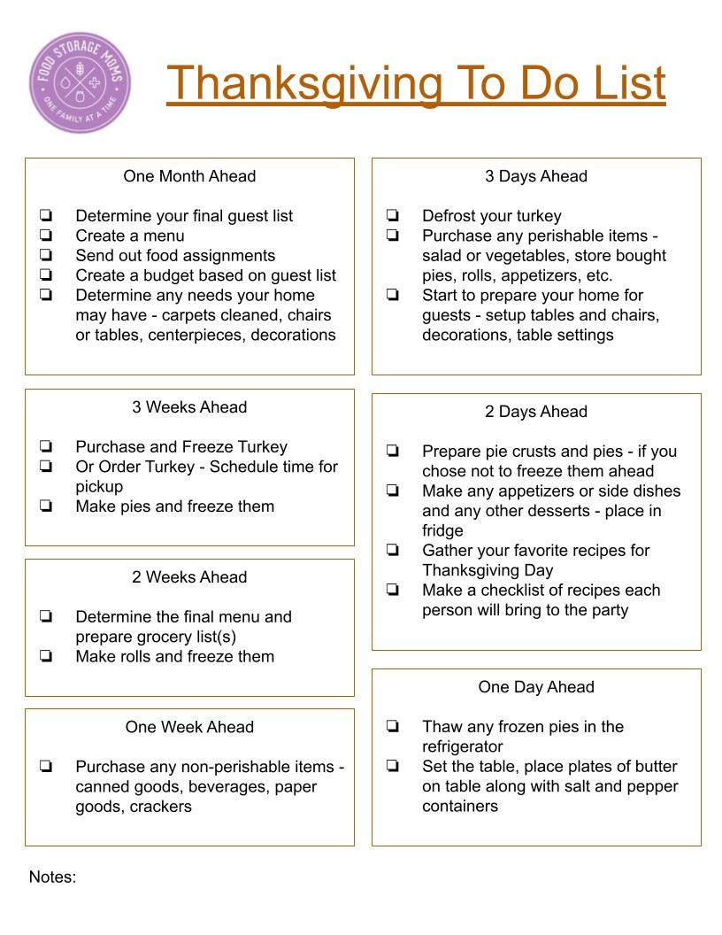 Thanksgiving To Do List