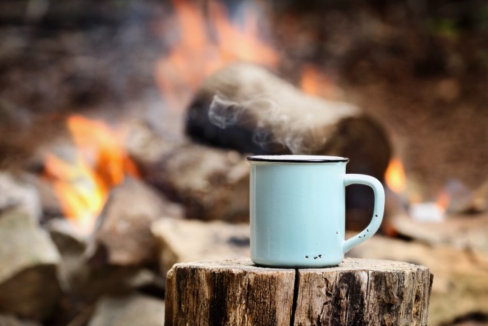 Hot Drink on Log