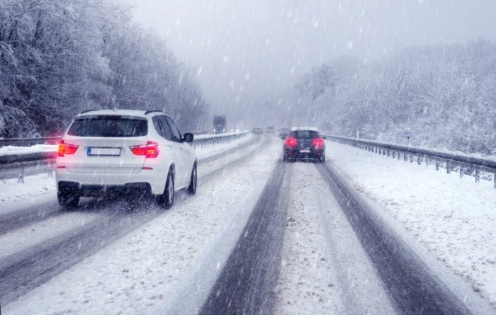 Snowy Roads with Cars