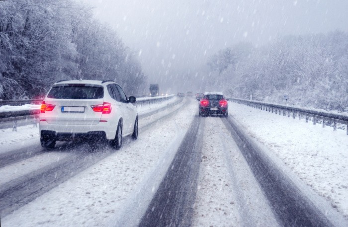 Snowy Roads with Cars