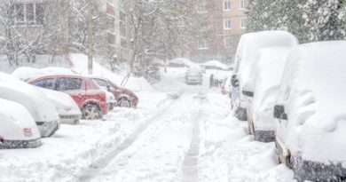 Snow Covered Cars and Roads