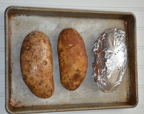 Baked Potatoes On Cookie Sheet