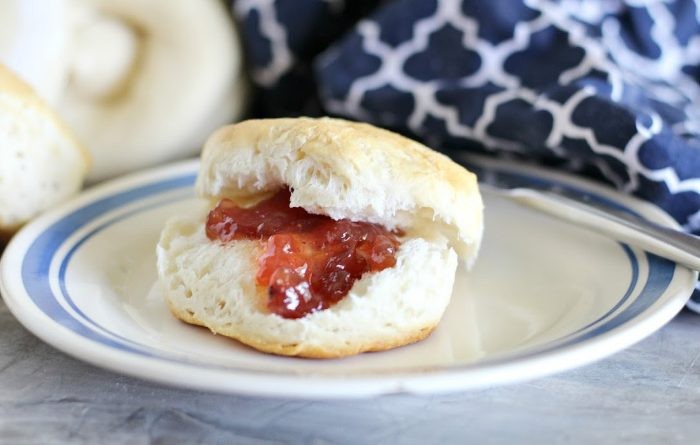 Homemade Biscuits with Butter and Jam