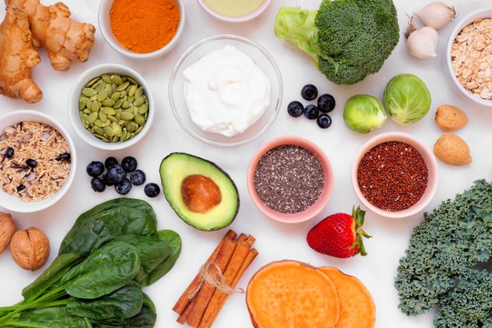 Healthy Food On Marble Countertop