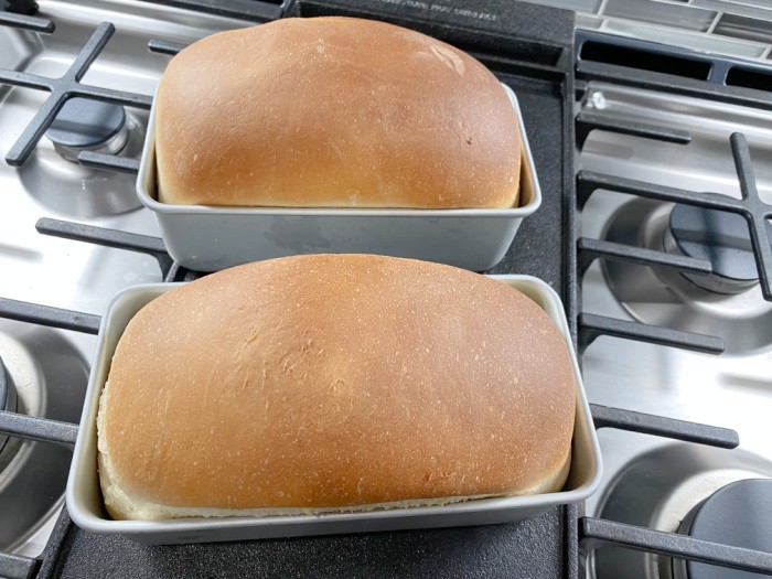 Homemade Bread On The Stove Cooling