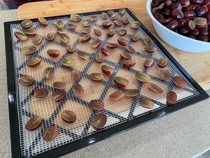First Tray of Sliced Grapes