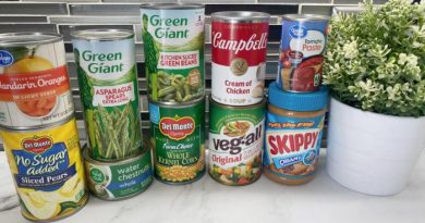 Cans of Food on the Kitchen Countertop