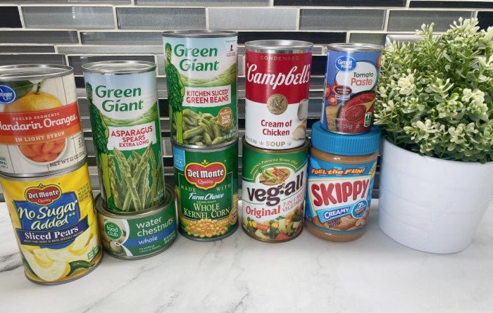 Cans of Food on the Kitchen Countertop