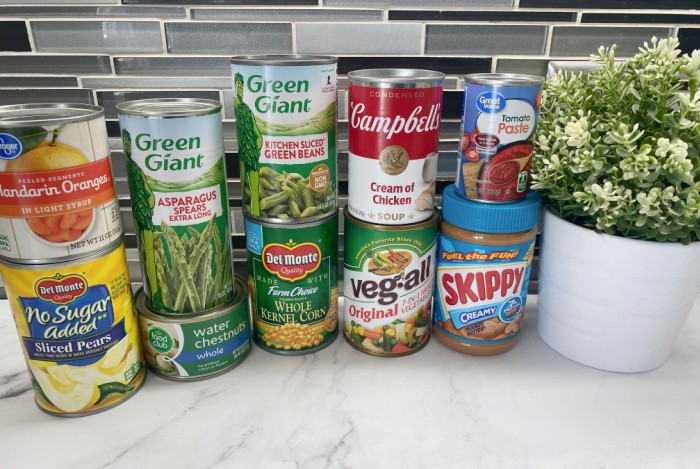 Cans of Food on the Kitchen Countertop