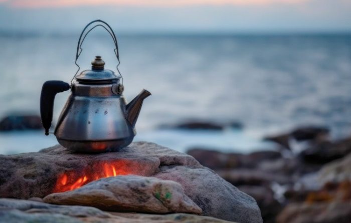 Kettle Cooking On Rocks