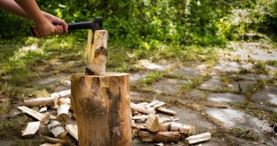 Young Man Chopping Wood