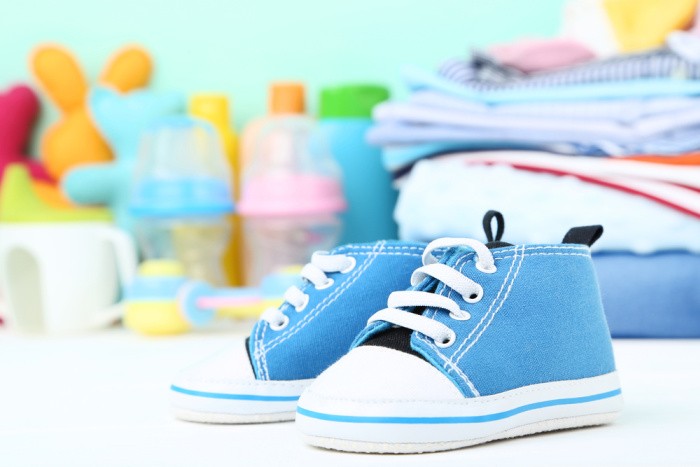 Blue Shoes with Baby Supplies