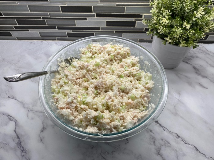 Chicken Casserole Mixture in Bowl