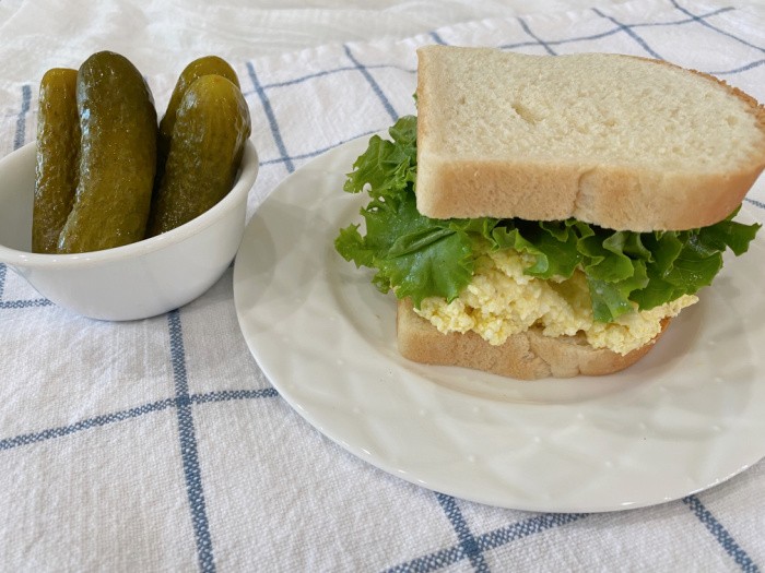 Egg Sandwich With Pickles on the Side