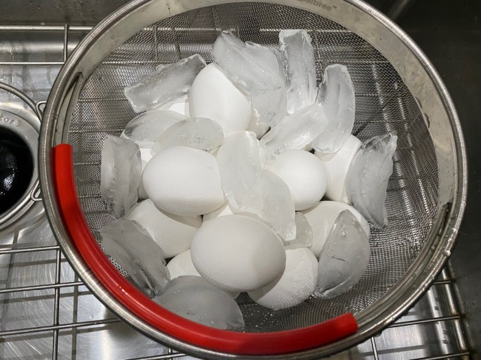 Hard Boiled Eggs Being Chilled