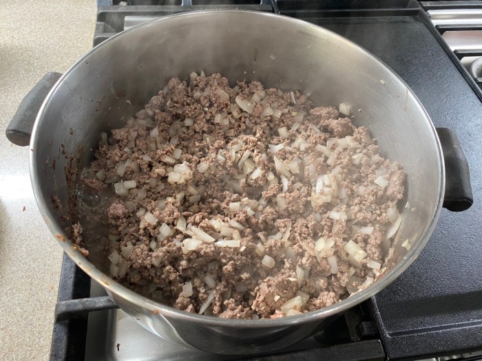 Brown the Ground Beef with Onions and Garlic