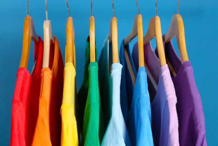 Hangers With Bright Color Shirts