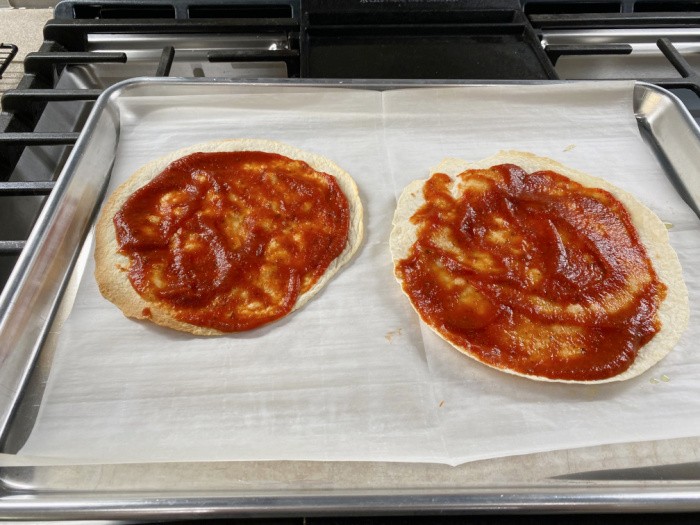 Tortilla Pizza with Pizza Sauce