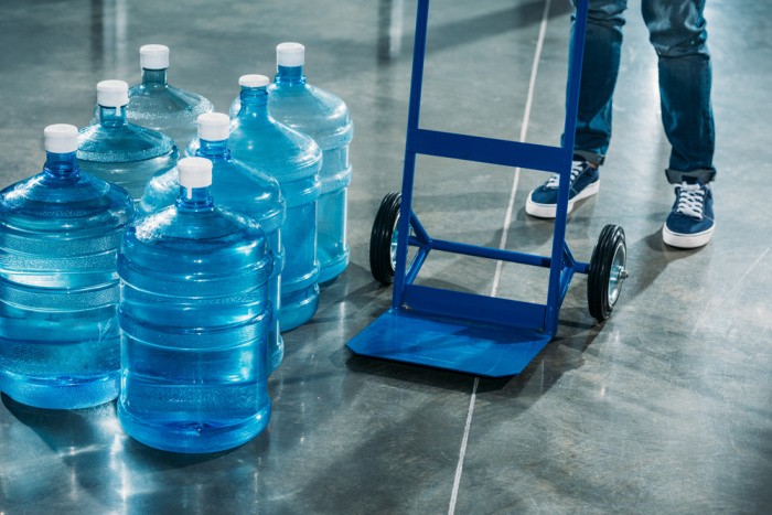 Water Bottles With Hand Truck