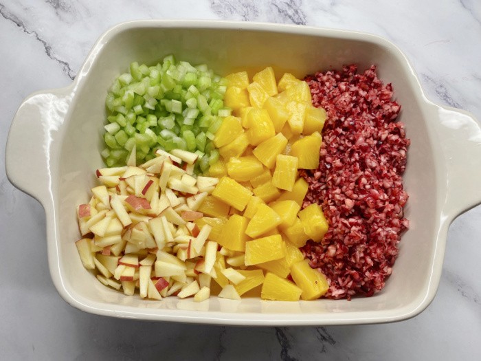 Cranberry Salad Ingredients In Pan