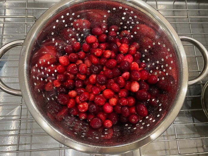 Wash and Drain Cranberries