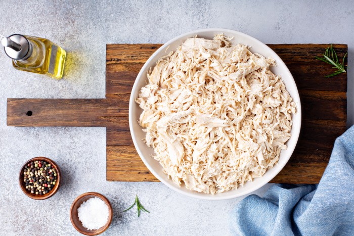 Chicken Shredded In Bowl