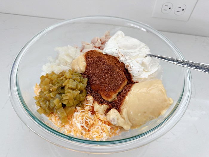 Chicken Enchiladas Ingredients In A Bowl