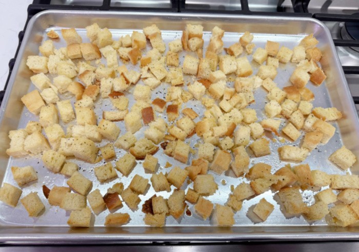 Bread Cubes Baked In The Oven