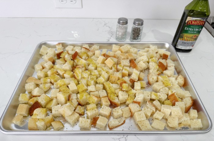 Bread Cubes With Olive Oil