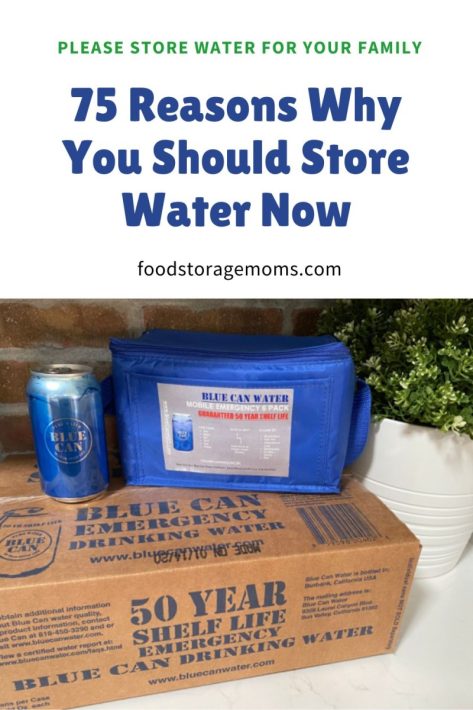 Blue Cans of Water 50 year Shelf Life