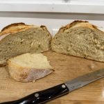 No Knead Bread Cut In Half Ready To Eat