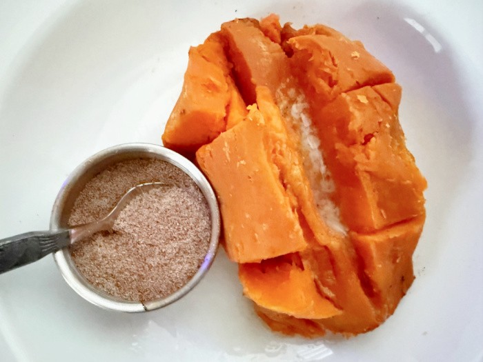 Sweet Potatoes With Butter Cinnamon and Sugar