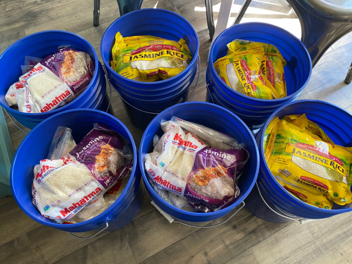 Rice Buckets Open And Filled