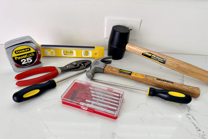 Hammer, Screwdrivers, Tape Measure, Rubber Mallet
