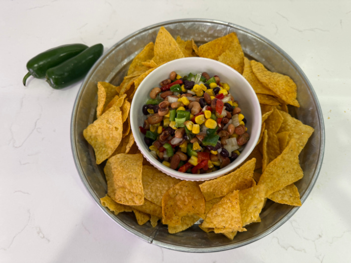 Corn Salsa In Galvanized Bowl