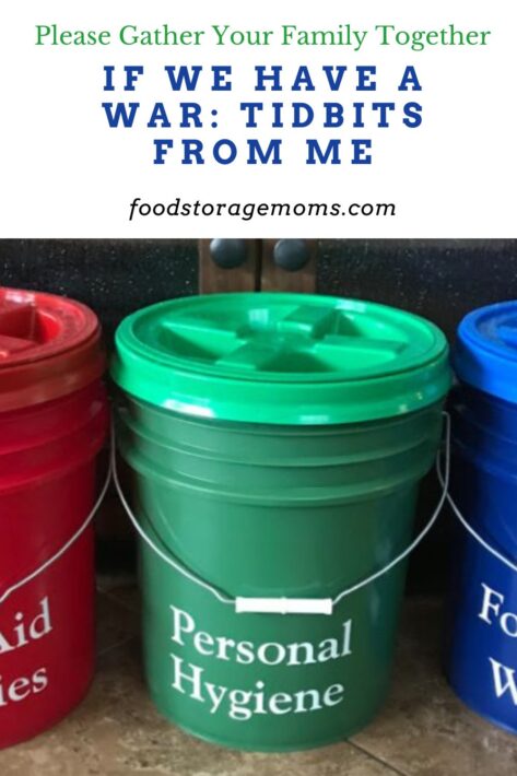 Emergency Buckets, First Aid, Personal Hygiene, Food and Water