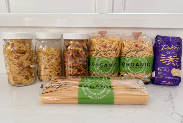 Pasta Types Lined Up On Countertop