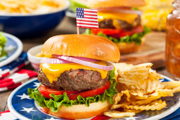 Homemade Memorial Day Hamburger with Chips
